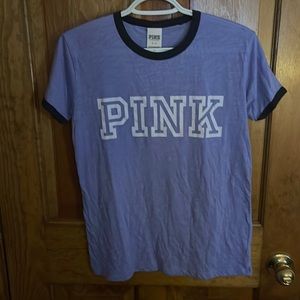 Pink by Victoria Secret Tshirt Ringer collar Size S/P